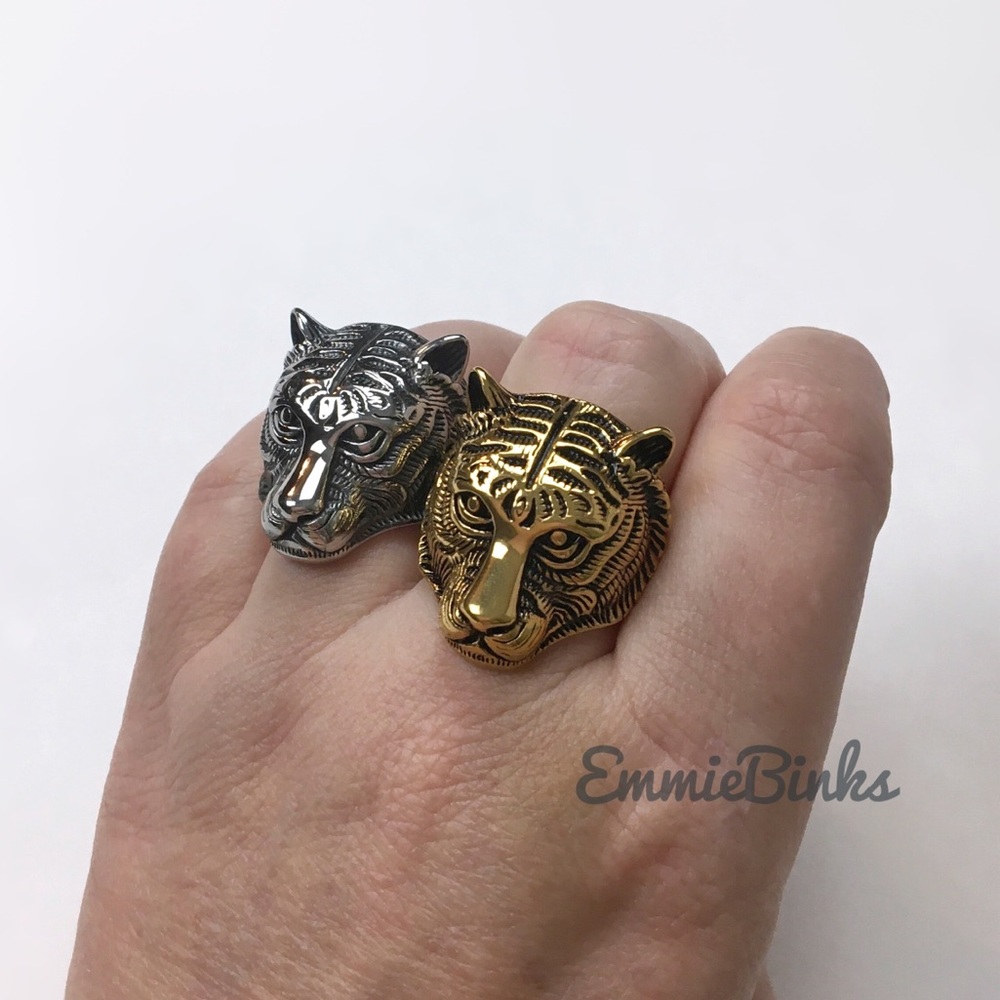 New FP Gold Plated Tiger Statement Ring ~ Silver or Bronze Clemson LSU Auburn - Picture 11 of 16